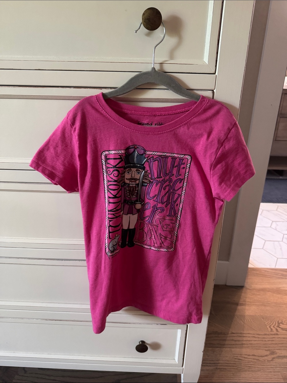 Girls Hot Pink Nutcracker Graphic Short Sleeve Tee - Unbranded